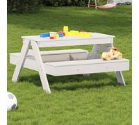 DYRJDJWIDHW Kids Picnic Table White Solid Pine Wood Outdoor Childrens Play Table for Garden Park School Durable Sturdy with Slatted Seats Ages 2-8
