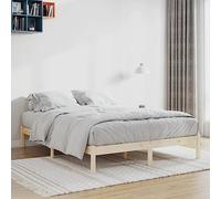 DYRJDJWIDHW King Size Wood Bed Frame 152x203 cm Solid Pine Platform Bed with Slats, Rustic Bedroom Furniture for Master Bedroom and Guest Room, No Mattress Included