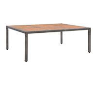 DYRJDJWIDHW Large Outdoor Dining Table 200x150x74 cm Grey Weatherproof Resin Wicker & Acacia Wood Patio Garden Table for 10 People Modern Elegant Design