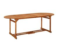 DYRJDJWIDHW Large Outdoor Dining Table 220x90x75 cm Solid Acacia Wood Rustic Garden Table for Patio Terrace Durable Weather-Resistant Furniture with Umbrella Hole Easy Assembly