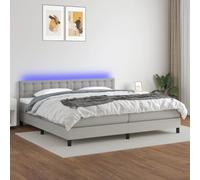 DYRJDJWIDHW LED Bed Frame with Mattress 200x200 cm Light Gray Fabric Slat Base Adjustable Headboard USB Lighting Modern Bedroom Furniture Complete Sleep System