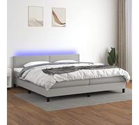 DYRJDJWIDHW LED Bed Frame with Mattress 200x200 cm Light Gray Fabric Slatted Base Adjustable Headboard USB Lighting Modern Bedroom Furniture Complete Set