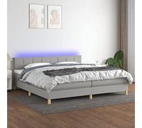 DYRJDJWIDHW LED Bed Frame with Mattress 200x200 cm Light Gray Fabric Slatted Base Adjustable Headboard USB Lighting Modern Bedroom Furniture Set