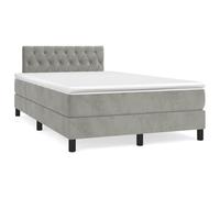 DYRJDJWIDHW LED Bed Frame with Mattress Light Grey 120x190 cm, Adjustable Headboard, Velvet Upholstery, Individual Pocket Spring System, USB Powered Lighting for Modern Bedroom Decor