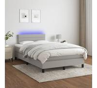 DYRJDJWIDHW LED Bed Frame with Mattress Light Grey 120x200 cm Fabric Slat Base Adjustable Headboard USB Lighting Modern Bedroom Furniture Set