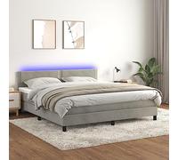 DYRJDJWIDHW LED Bed Frame with Mattress Light Grey 160x200 cm, Adjustable Headboard, Velvet Upholstery, Pocket Spring System, Modern Bedroom Furniture for Adults