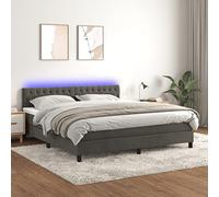 DYRJDJWIDHW LED Bed Frame with Mattress Slatted Base Dark Gray 160x200 cm, Adjustable Headboard, Velvet Upholstery, Color Changing Lights, Complete Bed Set for Modern Bedroom