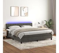 DYRJDJWIDHW LED Bed Frame with Memory Foam Mattress and Adjustable Headboard Dark Gray 180x200 cm Modern Bedroom Furniture Complete Sleep System with USB Lighting