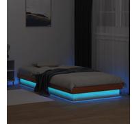 DYRJDJWIDHW LED Bed Frame with Storage 75x190 cm Solid Wood Platform with RGB Lighting Modern Bedroom Furniture Queen Size Bed Frame with Headboard