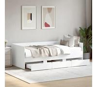 DYRJDJWIDHW Lit de Jour Blanc 90x200 cm avec Tiroirs de Rangement, Canapé-Lit Convertible 2 en 1 pour Salon et Chambre d'amis, Cadre en Bois d'Ingénierie Solide sans Matelas Inclus