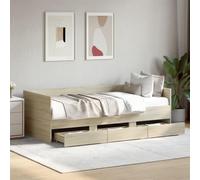 DYRJDJWIDHW Lit de Jour Canapé avec 3 Tiroirs de Rangement, Convertible en Lit Double 75x190 cm, Chêne Sonoma, sans Matelas, pour Salon et Chambre d'amis