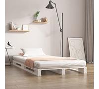 DYRJDJWIDHW Lit de Palette Blanc 90x200 cm Bois de pin Massif, Moderne pour Chambre, Cadre de lit Robuste, Design Industriel, Meuble de Chambre à Coucher élégant, literie Confortable