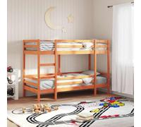 DYRJDJWIDHW Lit superposé 90x200 cm Bois pin Massif Cire Marron sans Matelas, Robuste et Stable avec échelle Garde-Corps, Parfait pour Chambre d'enfant et Espace limité