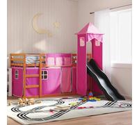 DYRJDJWIDHW Lit superposé Enfant avec Toboggan et Rideaux Secret 90x200 cm, Meuble Chambre Bois pin Massif, lit étagère Fun pour garçon et Fille, Aire de Jeux intérieure sécurisée avec échelle