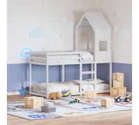 DYRJDJWIDHW Lit superposé Enfant avec Toit et Garde-Corps, sans Matelas, Blanc 90x190 cm, Bois de pin Massif, pour Chambre Fille garçon, Espace limité, Design sécurisé et Amusant