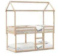 DYRJDJWIDHW Lit Superposé Enfant avec Toit et Sécurité - Cadre 90x200 cm en Pin Massif Naturel sans Matelas Idéal pour Chambre d'enfants et Espaces Limités - Design Amusant avec Cachette