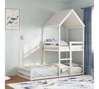 DYRJDJWIDHW Lit superposé Enfant sans Matelas Blanc 90x200 cm Bois de pin Massif, Cadre Stable et Durable avec échelle, pour Chambre d'enfant Espace limité, Amusant et Fonctionnel