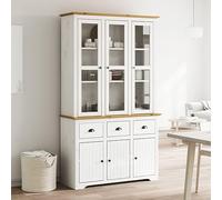 DYRJDJWIDHW Meubles de Salon,Meuble de Rangement Cuisine,Buffet BODO Blanc et Marron 115,5x43x200,5cm Bois Massif de pinConvient au Salon, à la Cuisine