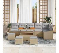 DYRJDJWIDHW Modern 10-Piece Outdoor Patio Furniture Set, Beige Poly Rattan Sofa Sectional with Table and Ottoman, Modular Garden Lounge Set for Terrace, Durable Weather-Resistant