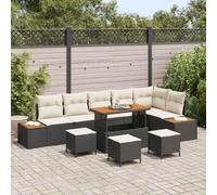 DYRJDJWIDHW Modern 10-Piece Outdoor Patio Furniture Set, Black Poly Rattan Sofa Sectional with Waterproof Cushions and Storage, Garden Lounge Set for Terrace, Backyard