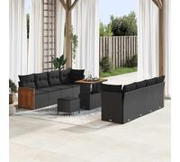 DYRJDJWIDHW Modern 11-Piece Outdoor Patio Furniture Set with Cushions, Black Garden Sofa Modular Sectional Conversation Set with Adjustable Height Coffee Table for Terrace, Backyard, Poolside