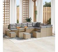 DYRJDJWIDHW Modern 12-Piece Outdoor Patio Furniture Set, Beige Poly Rattan Sofa Sectional with Storage & Table, Water-Resistant Garden Lounge Set for Terrace, Backyard