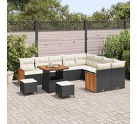 DYRJDJWIDHW Modern 12-Piece Outdoor Patio Sofa Set with Cushions, Adjustable Coffee to Dining Table, Black and Cream Wicker Furniture for Garden, Terrace, Backyard