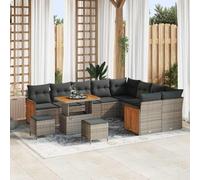 DYRJDJWIDHW Modern 12-Piece Outdoor Patio Sofa Set with Cushions, Adjustable Coffee to Dining Table, Grey All-Weather Rattan Furniture for Garden, Terrace, Backyard Relaxation and Entertainment