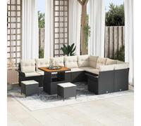 DYRJDJWIDHW Modern 12-Piece Outdoor Patio Sofa Set with Cushions, Black Cream Garden Furniture, Water-Resistant Storage, Adjustable Feet for Terrace, Balcony, Backyard Relaxation and Entertainment