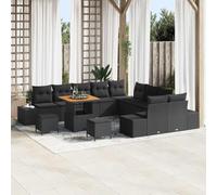 DYRJDJWIDHW Modern 13-Piece Outdoor Patio Furniture Set, Black Wicker Rattan Sofa Sectional with Cushions, All-Weather Resin Wicker Conversation Set for Garden, Poolside, Backyard
