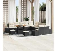 DYRJDJWIDHW Modern 13-Piece Outdoor Patio Furniture Set, Black Wicker Sofa Sectional with Cushions and Coffee Table, All-Weather Rattan Conversation Set for Garden, Poolside, Backyard