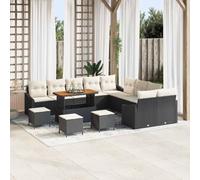 DYRJDJWIDHW Modern 13-Piece Outdoor Patio Furniture Set, Black Wicker Sofa Sectional with Table and Ottomans, All-Weather Rattan Conversation Set for Garden, Terrace, Poolside