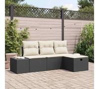 DYRJDJWIDHW Modern 4-Piece Garden Sofa Set with Cushions, Outdoor Patio Furniture Poly Rattan Sectional Seating, Modular Conversation Set for Terrace, Balcony, Backyard, Weatherproof and UV Resistant