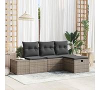 DYRJDJWIDHW Modern 4-Piece Outdoor Patio Furniture Set with Cushions, Poly Rattan Garden Sofa Set Modular Sectional for Terrace, Balcony, Weather Resistant and Durable Lounge Seating Ensemble