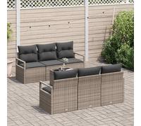 DYRJDJWIDHW Modern 7-Piece Outdoor Patio Furniture Set, Grey Wicker Rattan Sofa Sectional with Cushions, Water-Resistant All-Weather Garden Conversation Set for Terrace, Poolside, Backyard