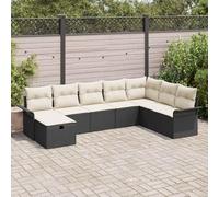 DYRJDJWIDHW Modern 8-Piece Outdoor Garden Sofa Set with Adjustable Table, Black Cream Poly Rattan Furniture for Patio Terrace Balcony, Durable Weatherproof Modular Sectional Seating with Storage