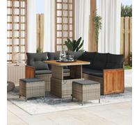 DYRJDJWIDHW Modern 8-Piece Outdoor Garden Sofa Set with Cushions and Adjustable Table, Grey Rattan Patio Furniture for Terrace, Backyard, Lounge, Durable UV Resistant All-Weather