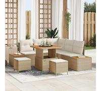 DYRJDJWIDHW Modern 8-Piece Outdoor Patio Furniture Set, Beige All-Weather Wicker Sofa Sectional with Waterproof Storage Ottoman and Coffee Table for Garden, Terrace, Poolside Lounge