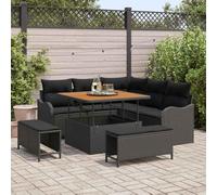 DYRJDJWIDHW Modern 8-Piece Outdoor Patio Sofa Set with Cushions, All-Weather Black Poly Rattan Furniture for Garden, Balcony, Terrace, Durable Steel Frame & Comfortable Seating