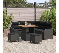 DYRJDJWIDHW Modern 8-Piece Outdoor Patio Sofa Set with Cushions, All-Weather Wicker Rattan and Steel Frame Garden Furniture for Balcony, Terrace, Backyard, Black