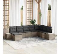 DYRJDJWIDHW Modern 8-Piece Outdoor Patio Sofa Set with Cushions, Poly Rattan Garden Furniture for Terrace, Durable Modular Sectional Conversation Set with Powder-Coated Steel Frame