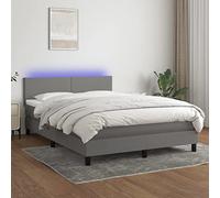 DYRJDJWIDHW Modern Bed Frame with LED Lights and Mattress Set Dark Gray 140x200 cm, Adjustable Headboard, Pocket Spring System, USB Lighting for Bedroom Decor