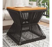 DYRJDJWIDHW Modern Coffee Table with Black Wire Base & Solid Acacia Wood Top Sturdy Side Table for Living Room, Bedroom - Natural Wood Finish, 38x38x38cm, Holds 110kg