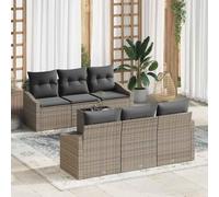 DYRJDJWIDHW Modern Outdoor 7-Piece Patio Furniture Set with Cushions, Poly Rattan Sofa Sectional with Glass Coffee Table, Waterproof Storage Bag, Modular Garden Terrace Balcony Lounge Set in Gray