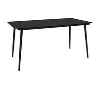 DYRJDJWIDHW Modern Outdoor Dining Table 150x80x74 cm Black Steel and Glass for Garden Patio Terrace - Rustproof Weather-Resistant Easy to Clean - Assembly Required