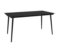DYRJDJWIDHW Modern Outdoor Dining Table 190x90x74 cm - Black Steel and Glass Patio Table for Garden, Terrace Weatherproof, Rust-Resistant, Easy to Clean - Sturdy Powder-Coated Frame