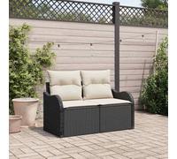 DYRJDJWIDHW Modern Outdoor Garden Sofa Set with Cushions, Black Poly Rattan Wicker Furniture 121x62x69cm for Patio, Balcony, Terrace, Durable Weather-Resistant Steel Frame, Easy Assembly