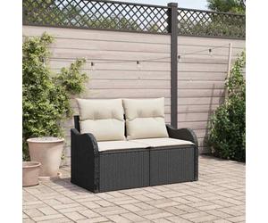DYRJDJWIDHW Modern Outdoor Garden Sofa Set with Cushions, Black Poly Rattan Wicker Furniture 121x62x69cm for Patio, Balcony, Terrace, Durable Weather-Resistant Steel Frame, Easy Assembly
