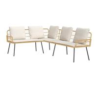 DYRJDJWIDHW Modern Outdoor L-Shaped Corner Sofa Set with Cushions, Brown PE Rattan and Metal Frame, Waterproof Garden Patio Furniture for Terrace Balcony Lounge Relax