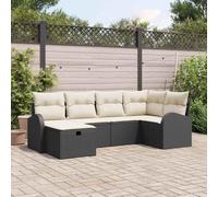 DYRJDJWIDHW Modern Outdoor Modular Sofa Set with Storage, Waterproof Bag, Black Cream Cushions, UV Resistant Poly Rattan Furniture for Garden Patio Terrace Lounge Relaxation